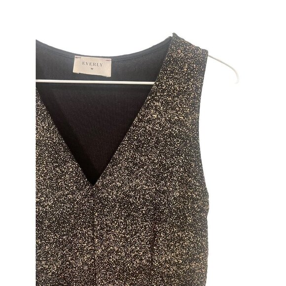 Everly Black Copper Sparkle Sleeveless Dress Medium - Picture 3 of 8